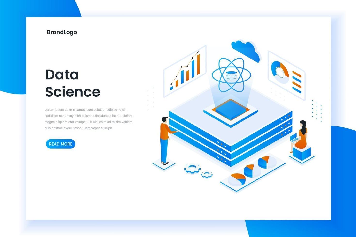 concetto isometrico moderno design piatto di scienza dei dati vettore