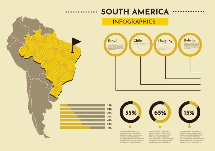 Vettore di Infographic della mappa moderna del Sudamerica