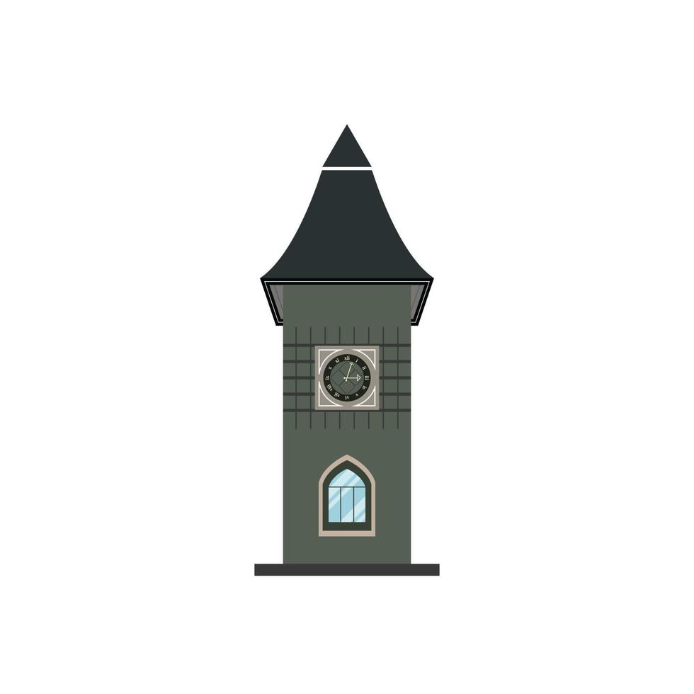 orologio Torre retrò coloniale stile edificio cartone animato vettore grande Ben illustrazione