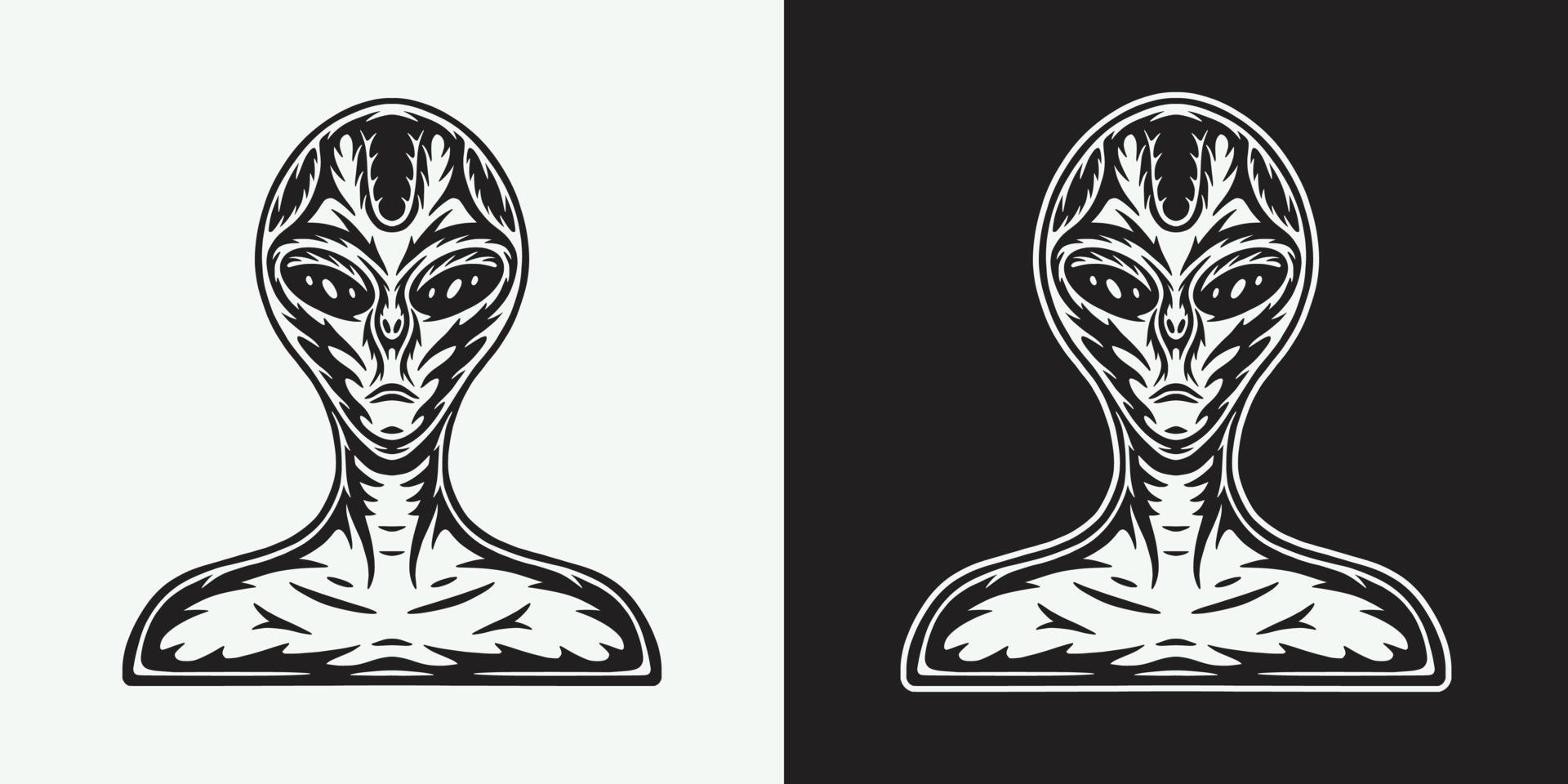 Vintage ▾ retrò spazio alieno ufo. può essere Usato per logo, distintivo, etichetta. marchio, manifesto o Stampa. monocromatico grafico arte. vettore illustrazione. incisione lincut