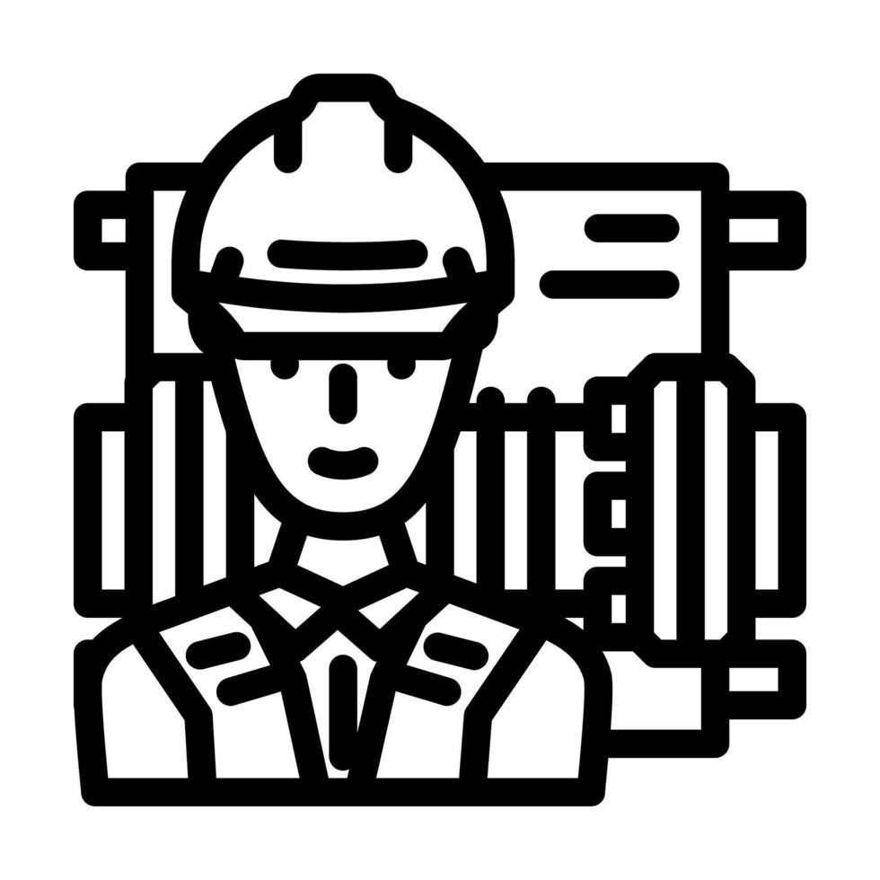 mulino riparazione lavoratore linea icona vettore illustrazione