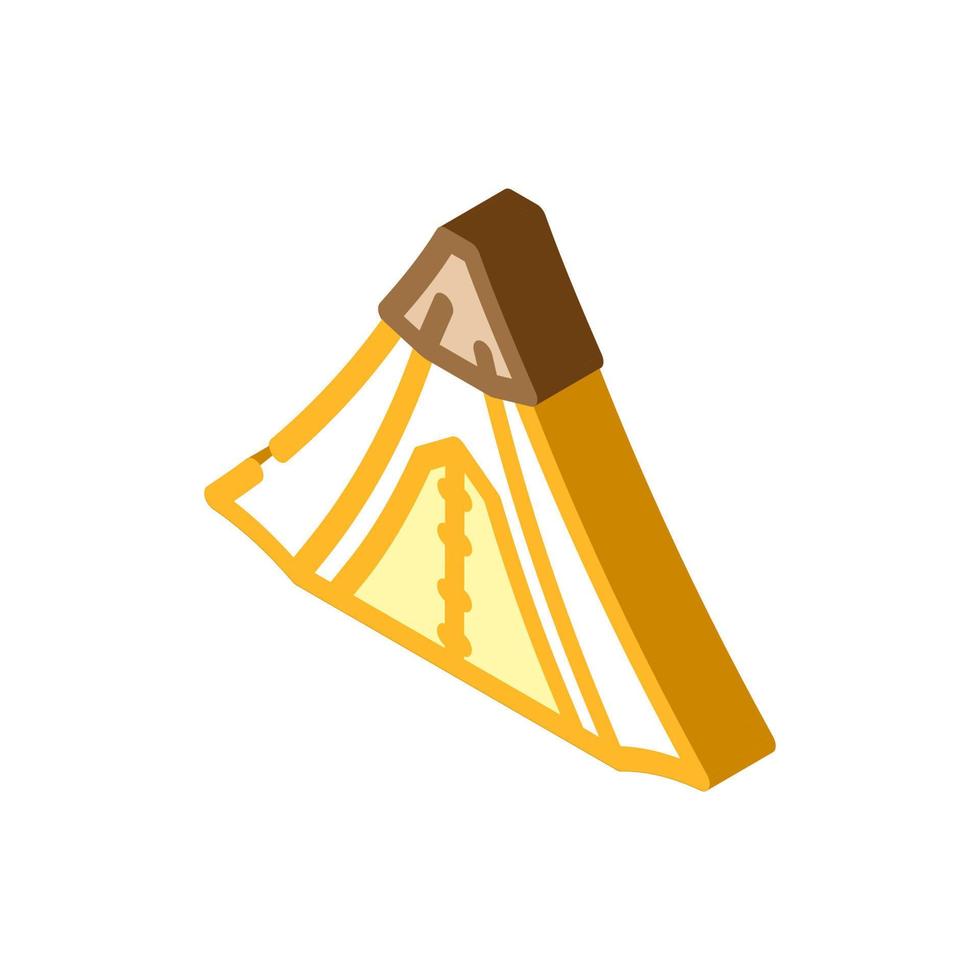 montagna tenda vacanza isometrico icona vettore illustrazione