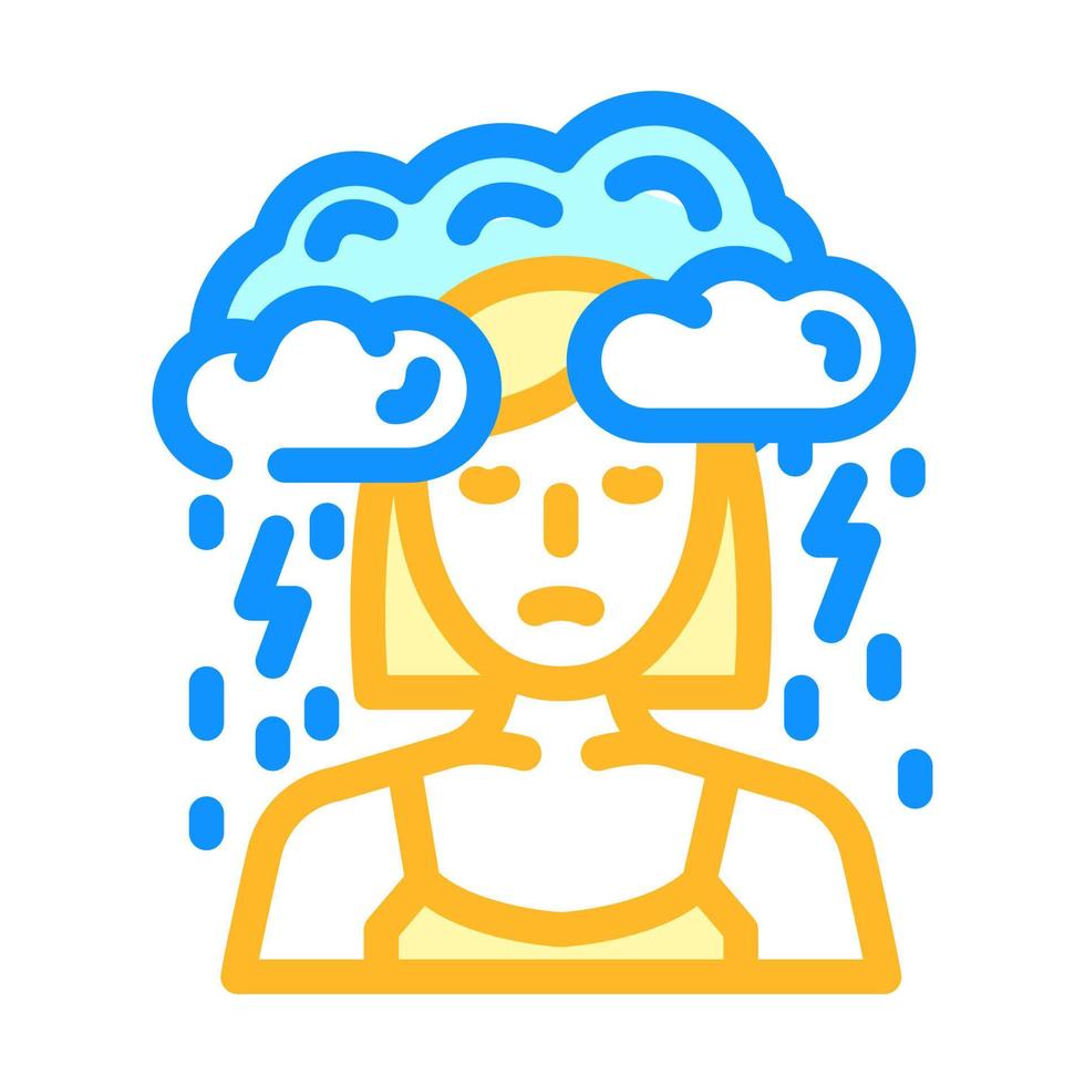 infelice persona fatica mal di testa colore icona vettore illustrazione