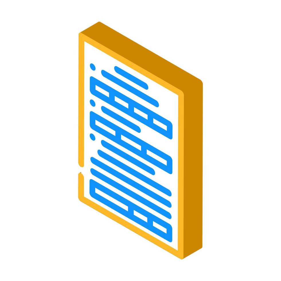 modulo carta documento isometrico icona vettore illustrazione