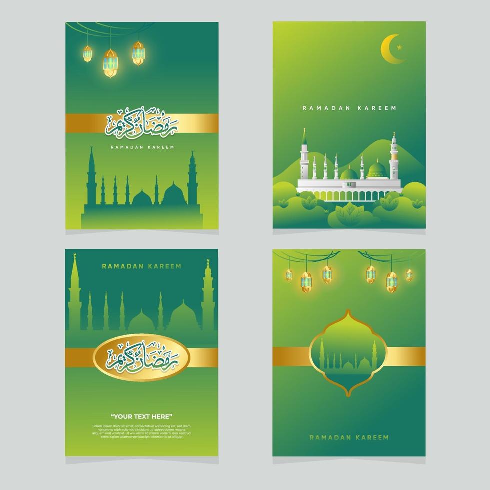 set di biglietti di auguri di Ramadan vettore