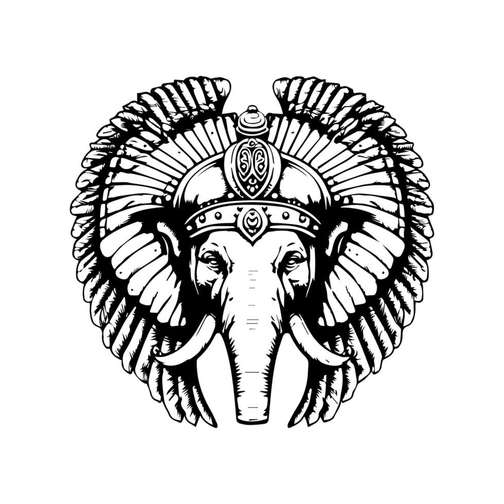 elefante testa Linea artistica mano disegnato illustrazione vettore