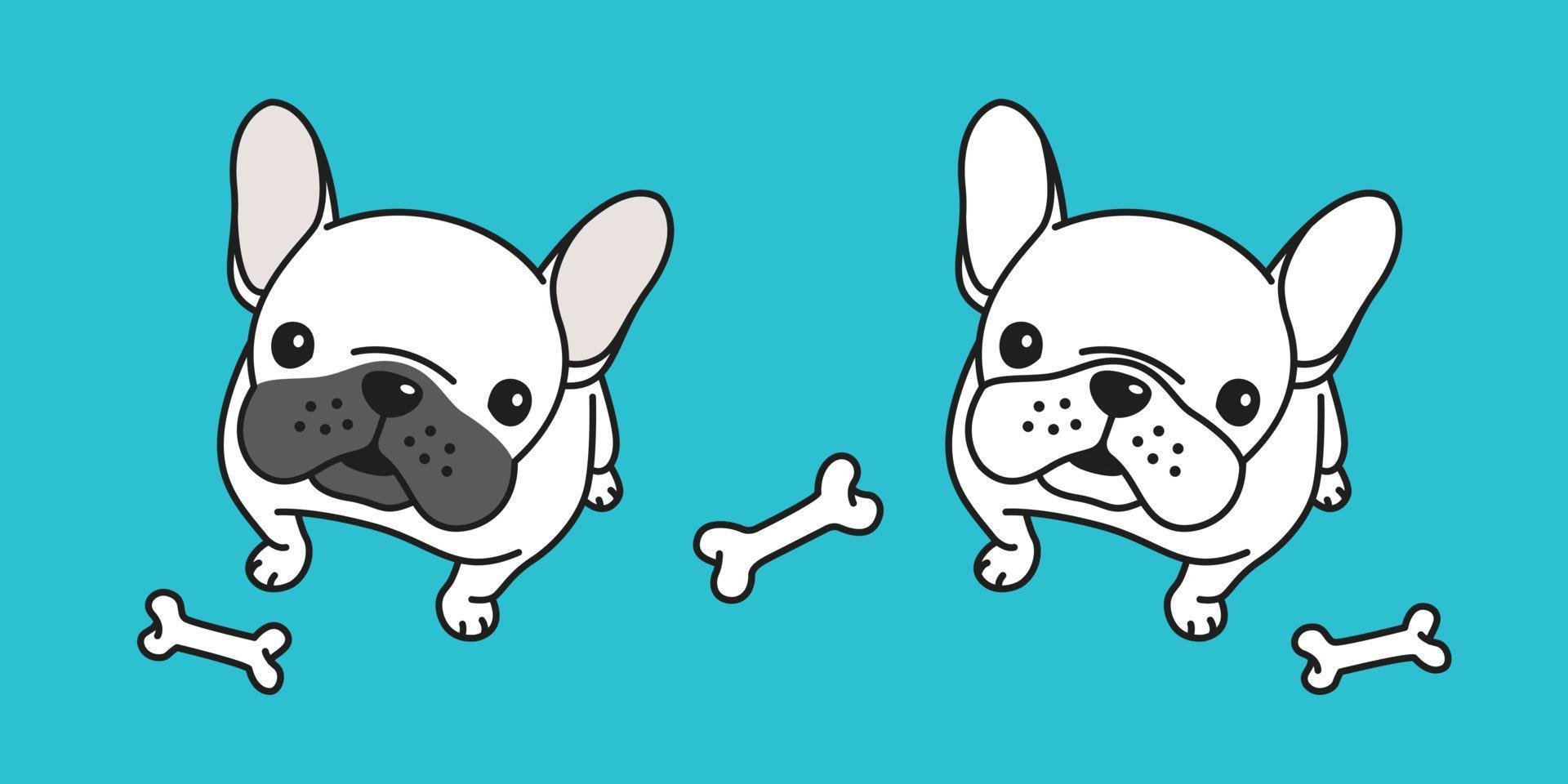 cane vettore francese bulldog icona osso logo personaggio cartone animato illustrazione