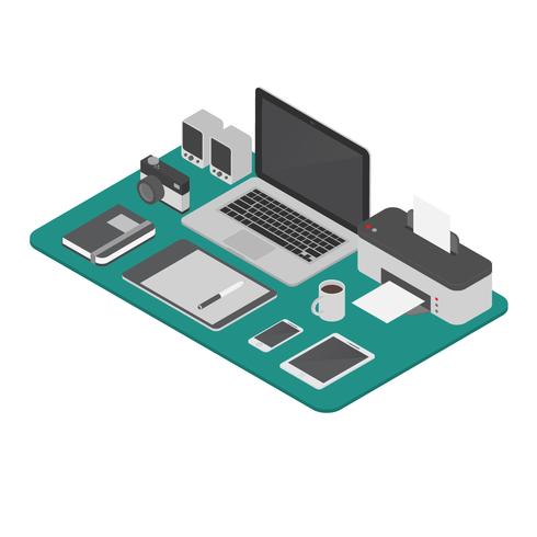 Illustrazione isometrica di vettore dell'area di lavoro