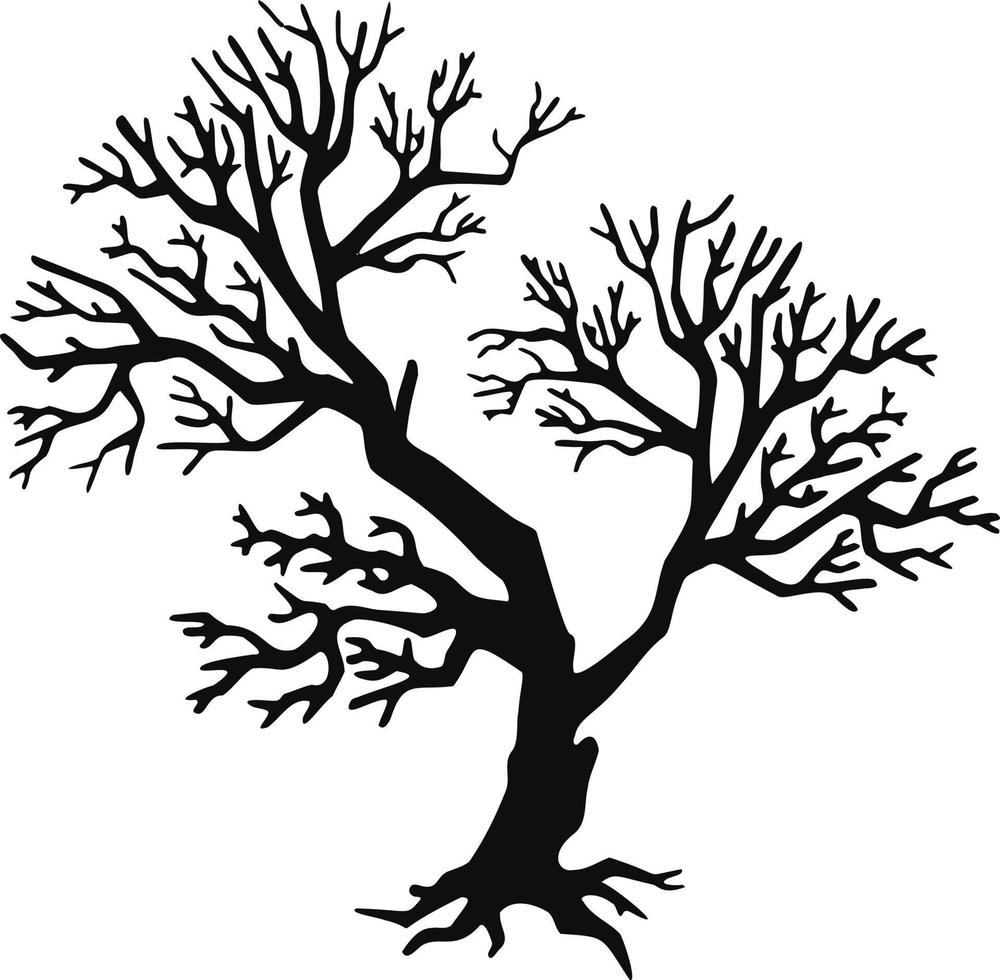 albero silhouette senza foglie, mano disegnato illustrazione vettore