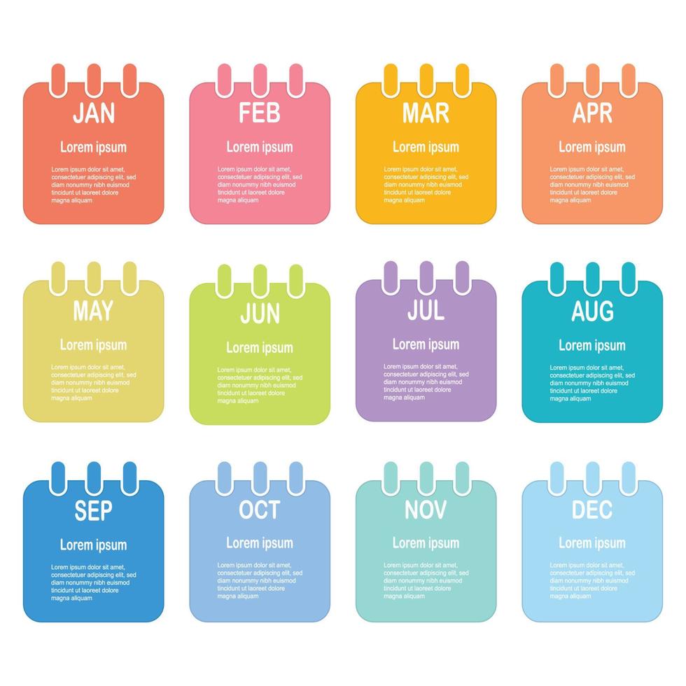 Infografica 12 passaggi sequenza temporale nel 1 anno modello attività commerciale dati illustrazione vettore