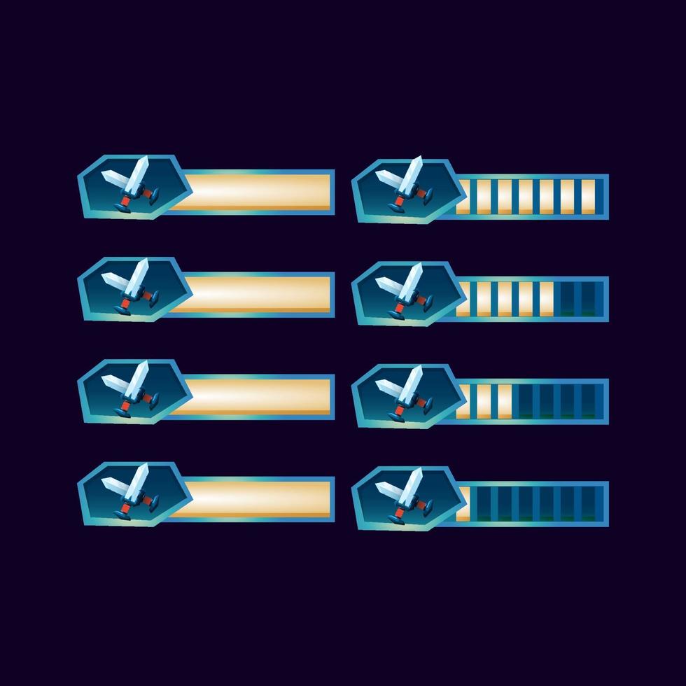 set di barra di avanzamento della spada della lama lucida fantasia gui per l'illustrazione di vettore degli elementi dell'asset dell'interfaccia utente del gioco