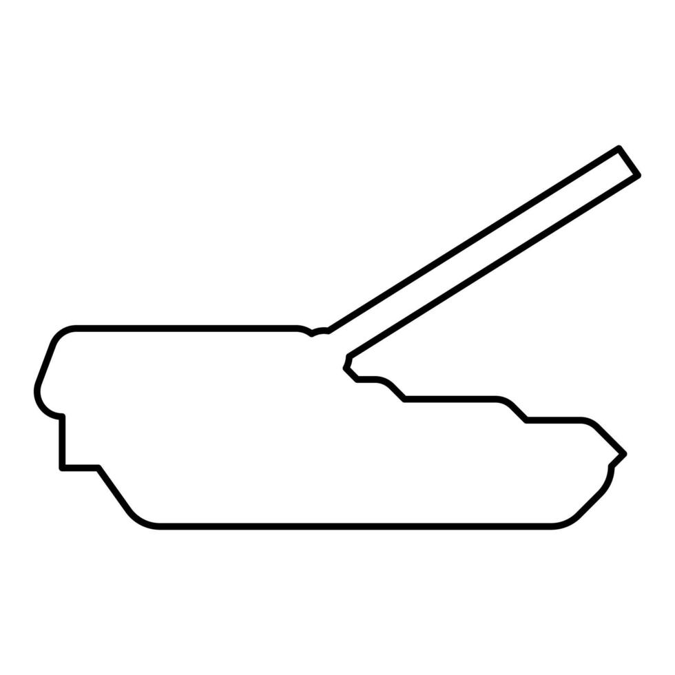 semovente obice artiglieria sistema contorno schema linea icona nero colore vettore illustrazione Immagine magro piatto stile