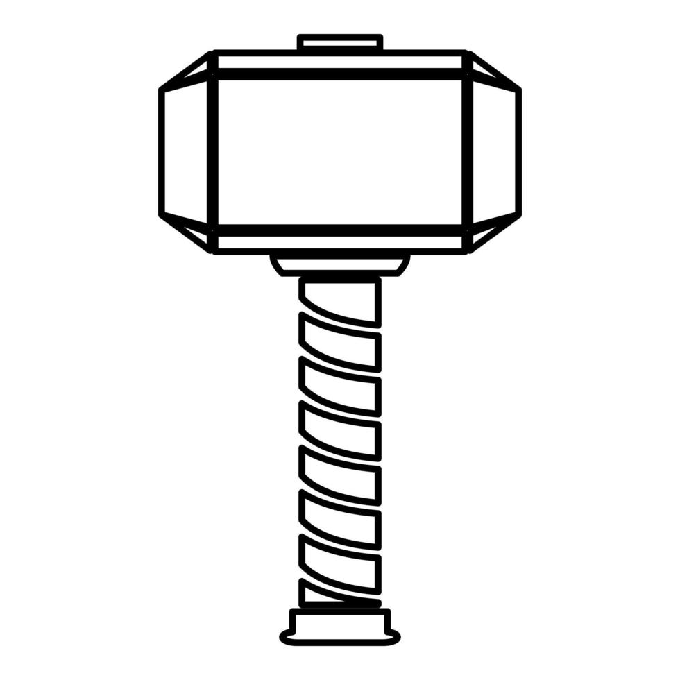 di thor martello thor mjolnir vichingo scandinavo mitologia supereroe norvegese arma contorno schema linea icona nero colore vettore illustrazione Immagine magro piatto stile