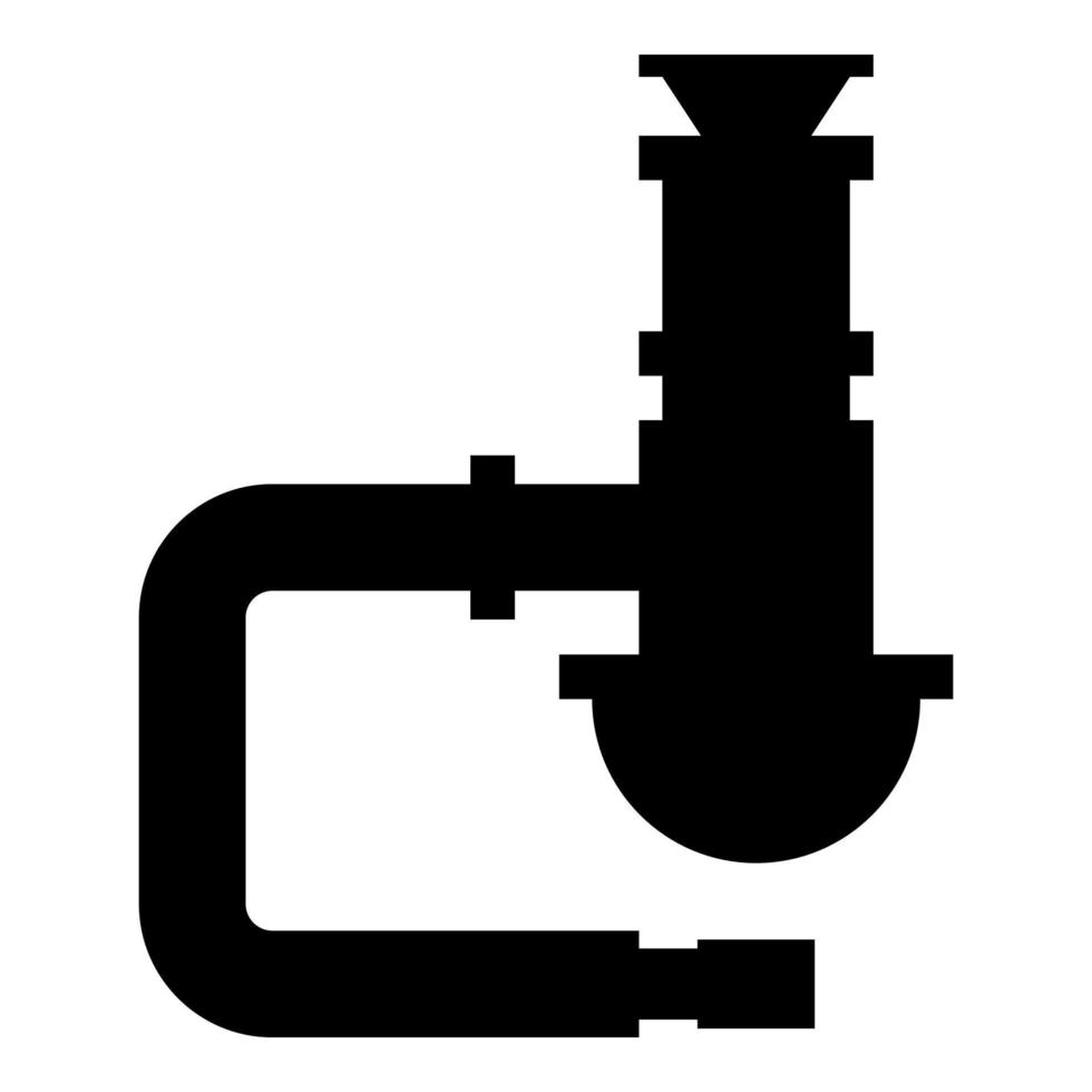sifone piombatura infissi fogna tubo drain sotto Lavello fognatura tubo icona nero colore vettore illustrazione Immagine piatto stile