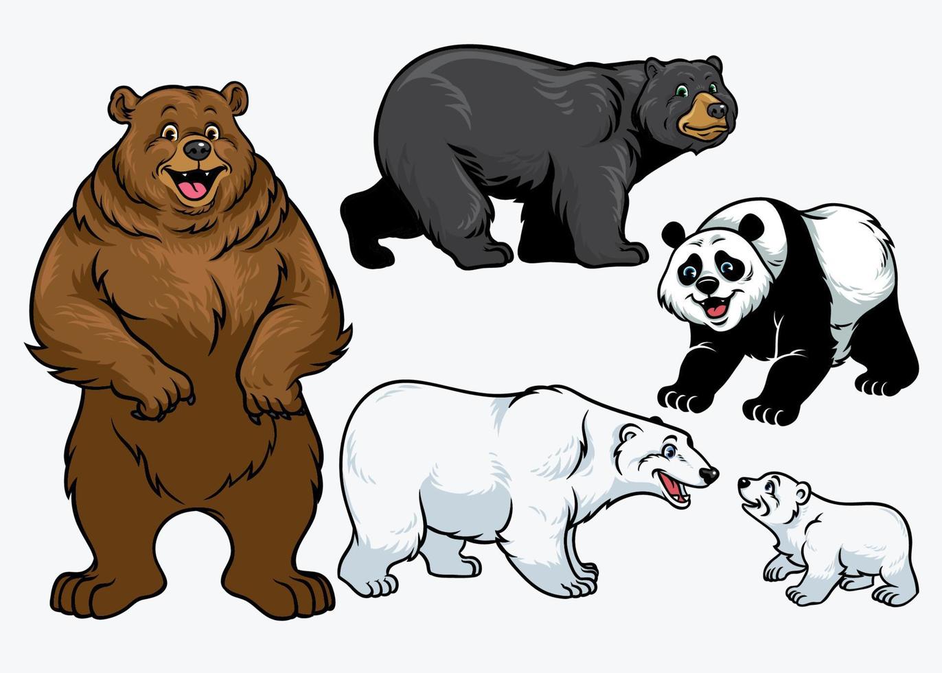 orso impostato nel cartone animato stile vettore