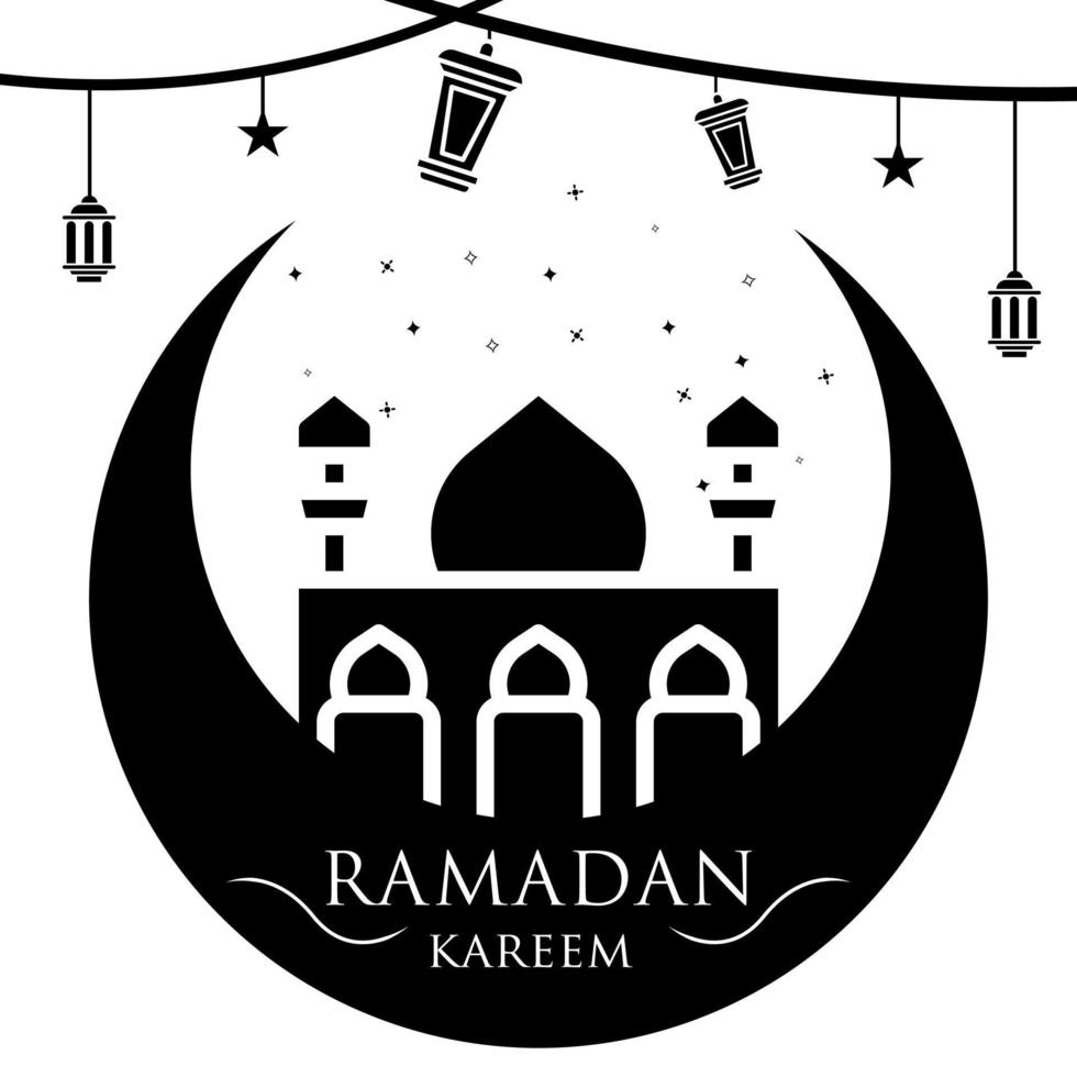 vettore Ramadan kareem elemento sfondo decorativo design nero e bianca stile