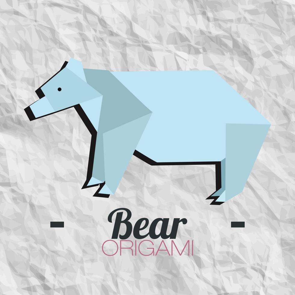 orso animale carta origami vettore design