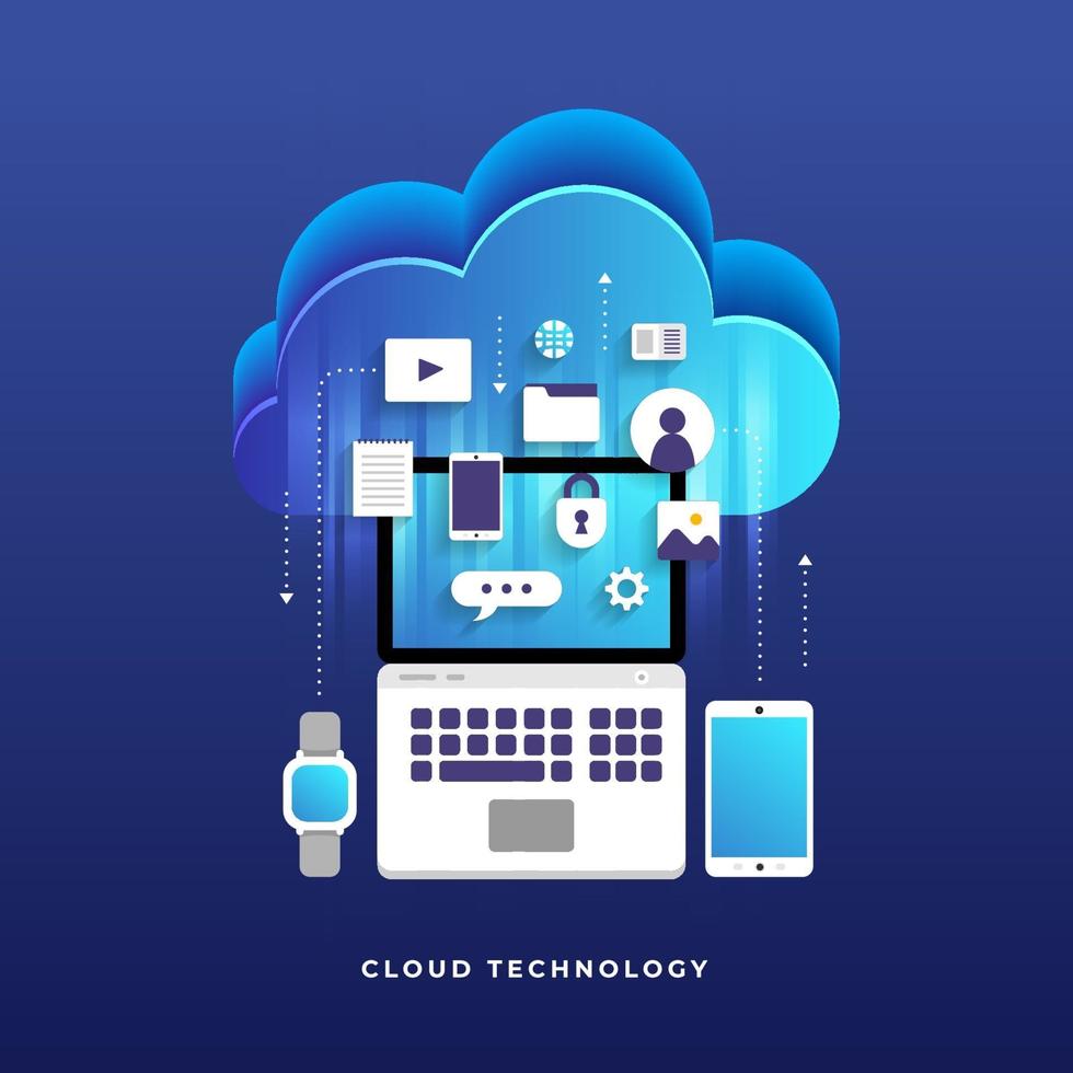 vettore di tecnologia di cloud computing