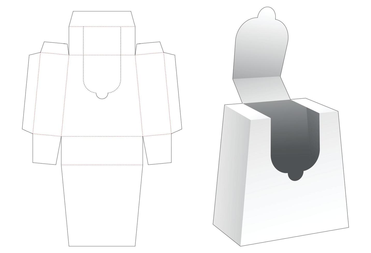 modello fustellato di imballaggio trapezoidale con cerniera in cartone vettore