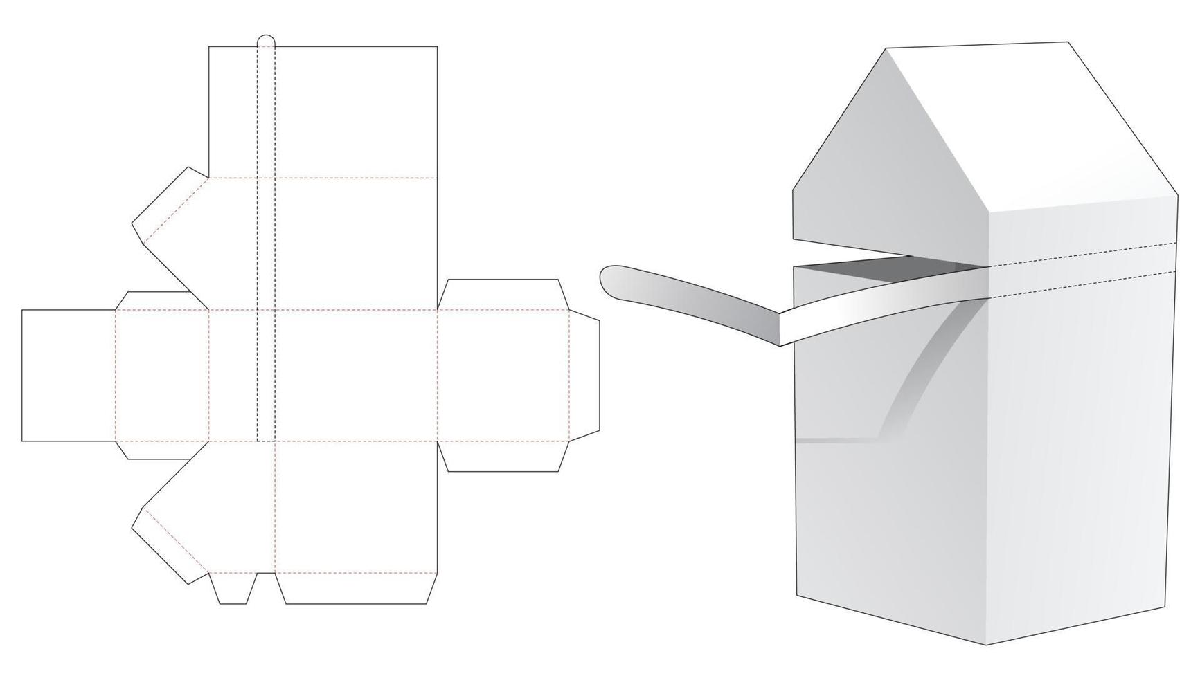 modello fustellato di scatola a forma di casa alta con cerniera vettore