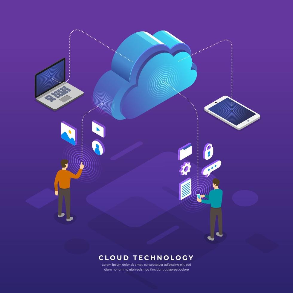 vettore di tecnologia di cloud computing