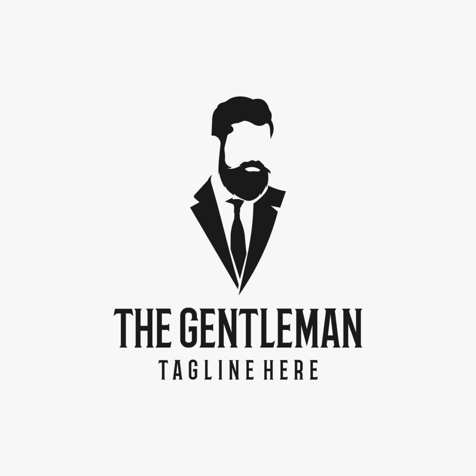 barbuto uomo con completo da uomo silhouette per signore attività commerciale moda vettore