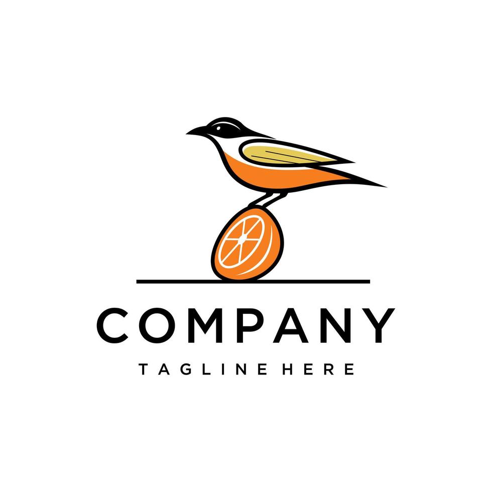 rigogolo uccello logo design modello. eccezionale un' rigogolo uccello con arancia fuit logo. un' rigogolo uccello linea arte logotipo. vettore