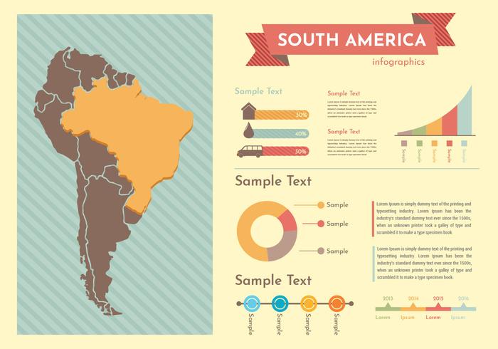 Vettore di Infographic della mappa moderna del Sudamerica