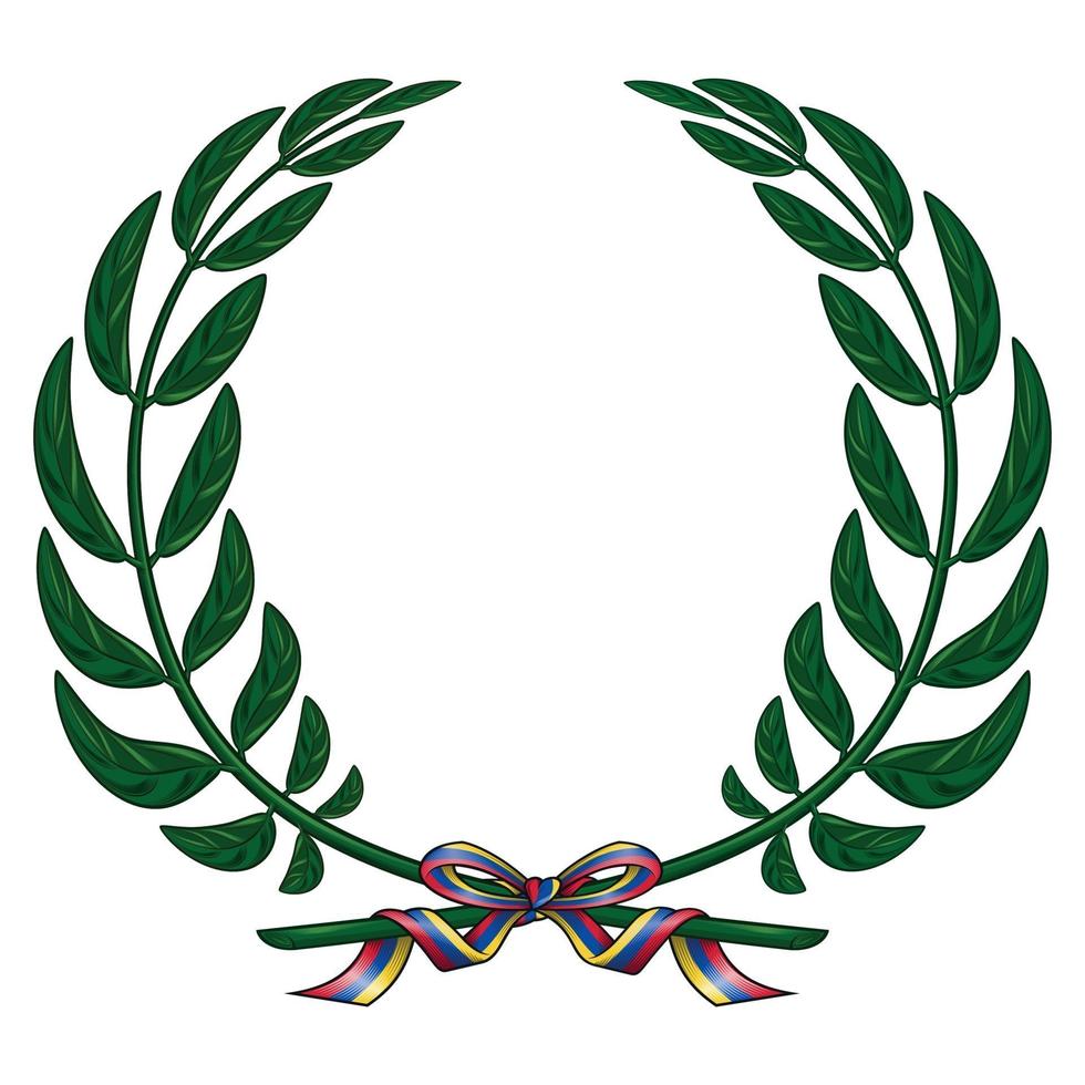 disegno vettoriale di corona d'oliva legata con un nastro con i colori della bandiera venezuelana.