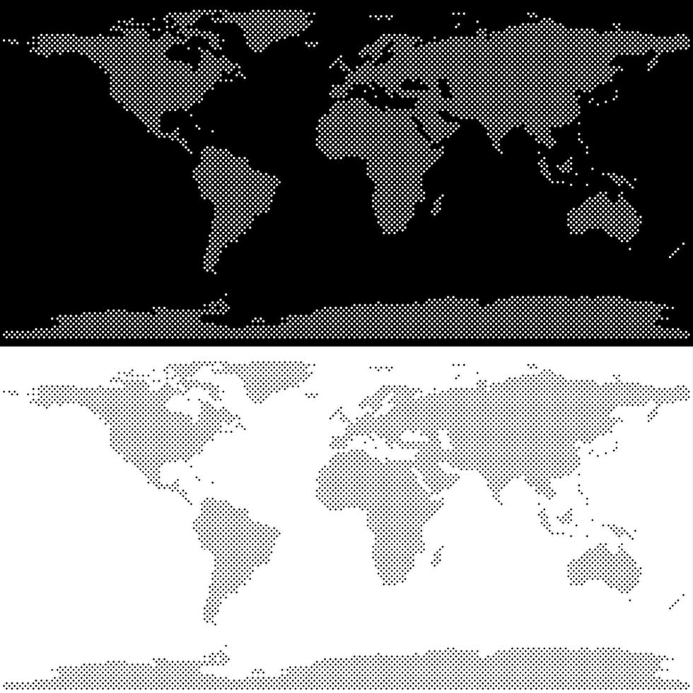 disegno vettoriale di mappa del mondo, rappresentazione realizzata con cerchi e quadrati