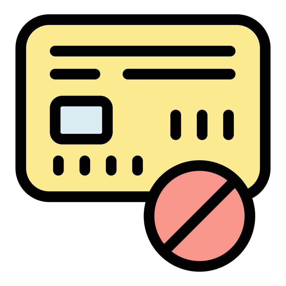 credito carta rifiutare pagamento icona vettore piatto