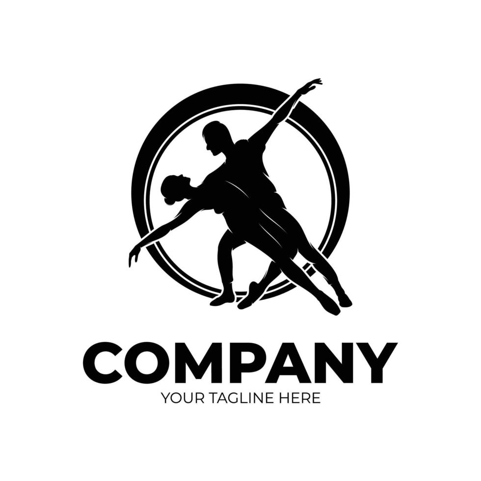 silhouette di danza coppia logo design vettore