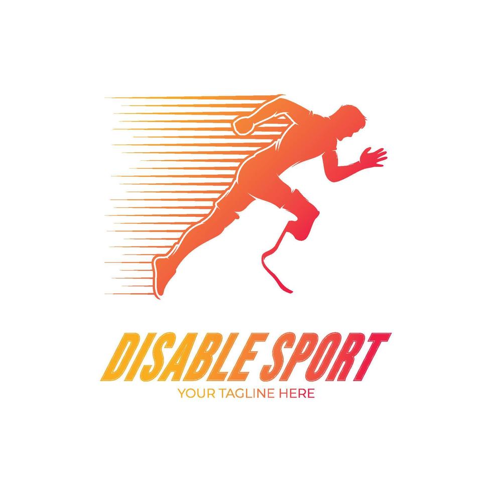 disabilità corridore gli sport concorrenza logo design vettore