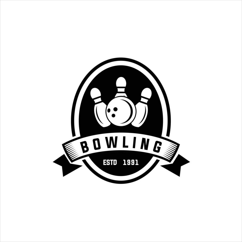 vettore Vintage ▾ monocromatico stile bowling logo icona simbolo