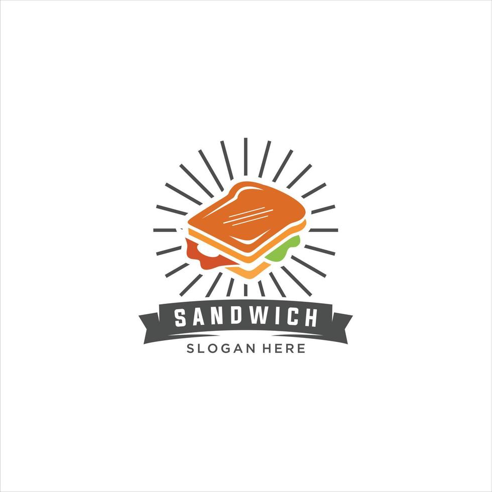 Sandwich logo design concetto. adatto Sandwich logo. il pranzo, merenda, pane abbrustolito. cibo concetto. vettore illustrazione