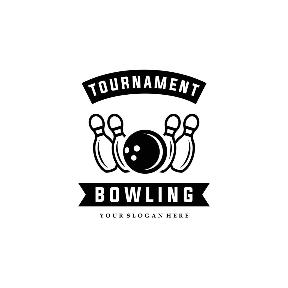 vettore Vintage ▾ monocromatico stile bowling logo icona simbolo