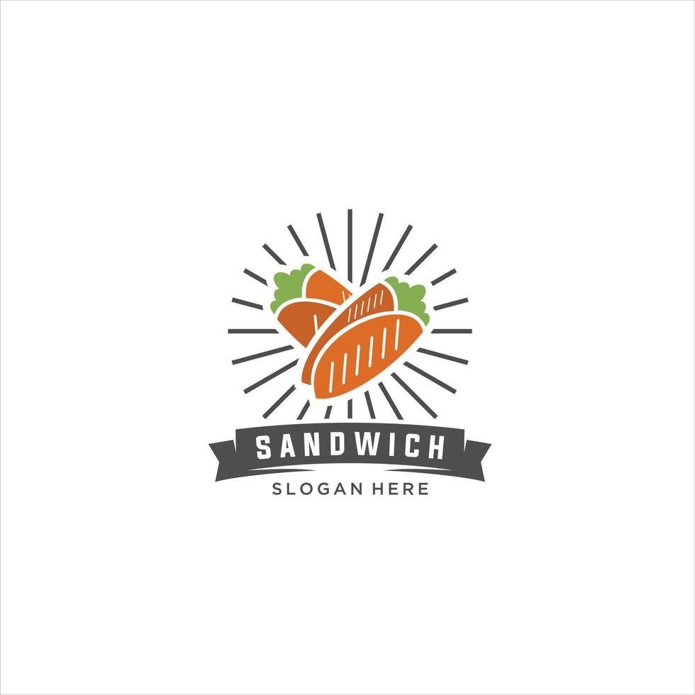 Sandwich logo design concetto. adatto Sandwich logo. il pranzo, merenda, pane abbrustolito. cibo concetto. vettore illustrazione
