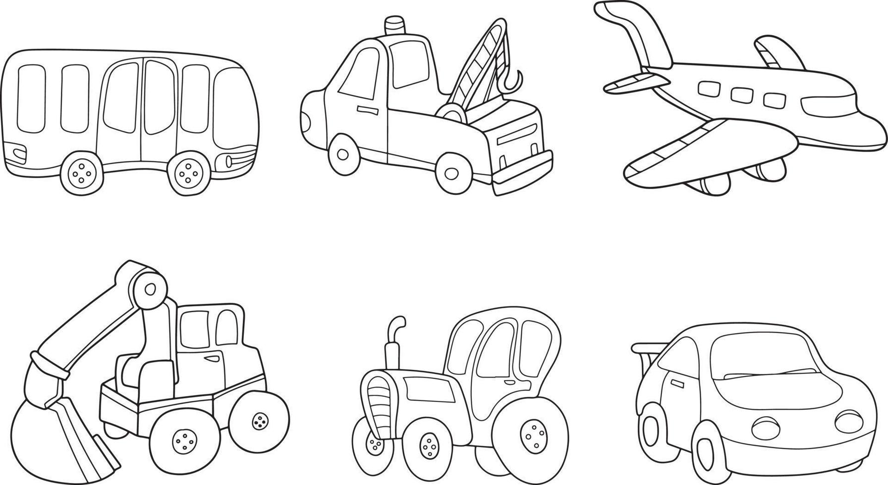 linea arte di cartone animato trasporto. vettore illustrazione per colorazione prenotare, etichetta, manifesto, eccetera