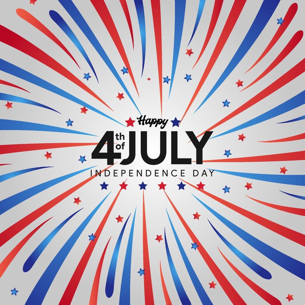 4 luglio del giorno dell'indipendenza americana usa con bandiera rossa e blu scoppiata vettore