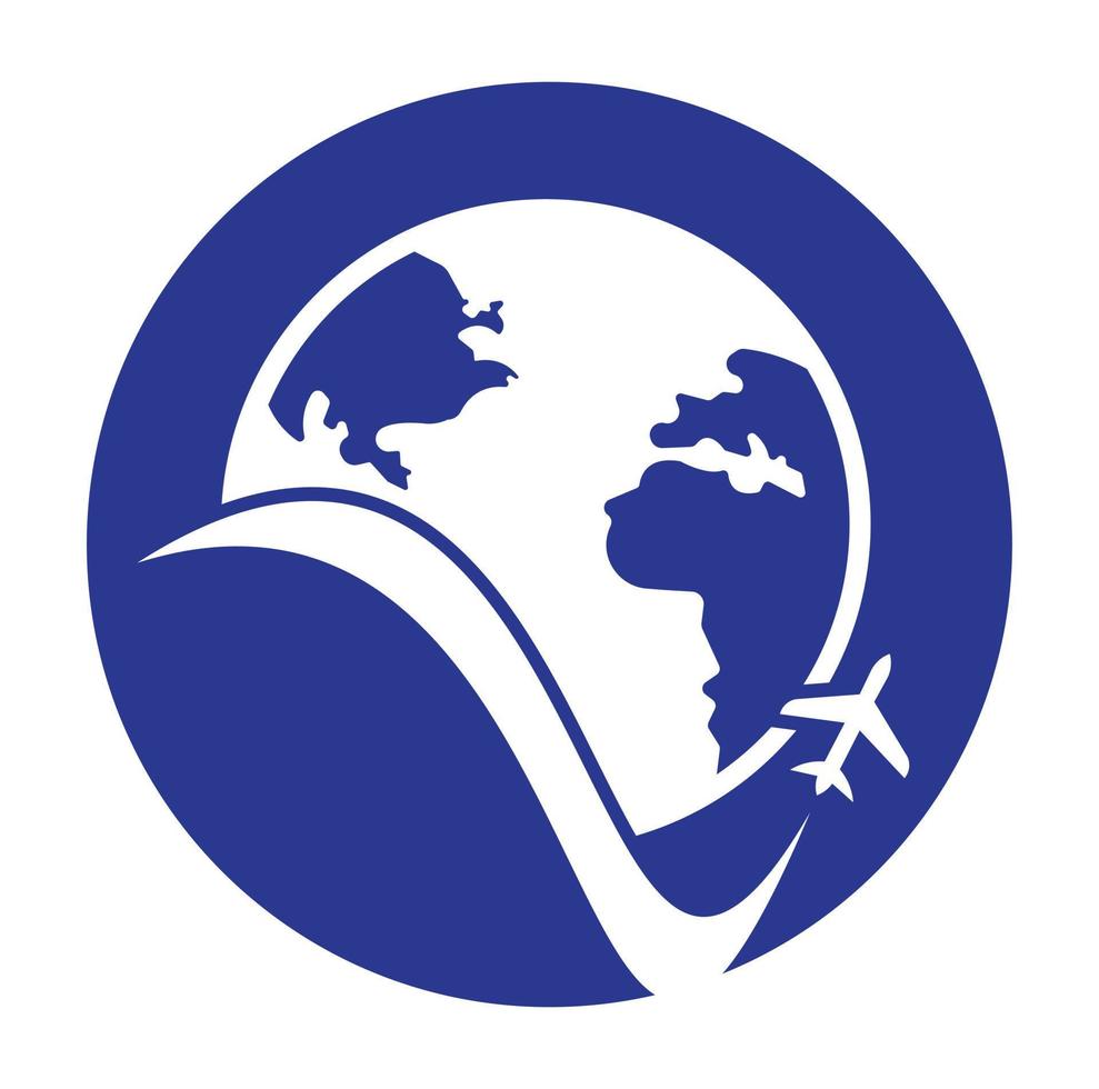mondo viaggio logo design icona vettore. aereo e mondo simbolo o icona. vettore