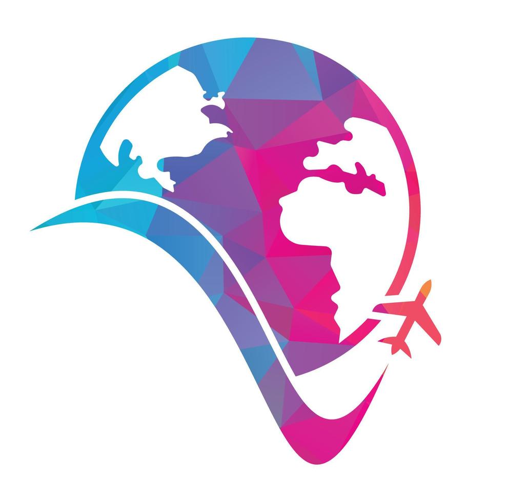 mondo viaggio logo design icona vettore. aereo e mondo simbolo o icona. vettore