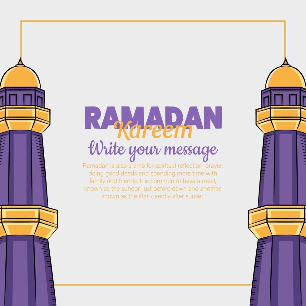 illustrazione disegnata a mano del saluto dei giorni di ramadan kareem o eid al fitr vettore