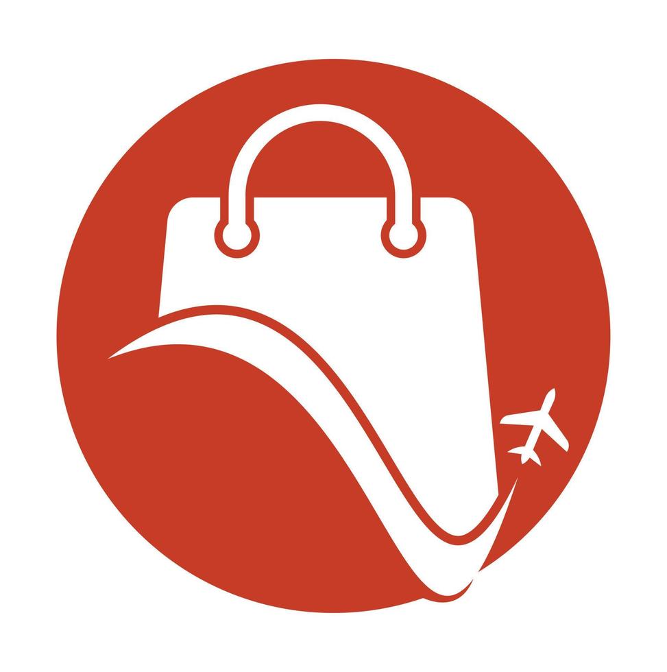 viaggio negozio logo vettore modello. negozio e aereo logo. vendita e viaggio simbolo o icona.