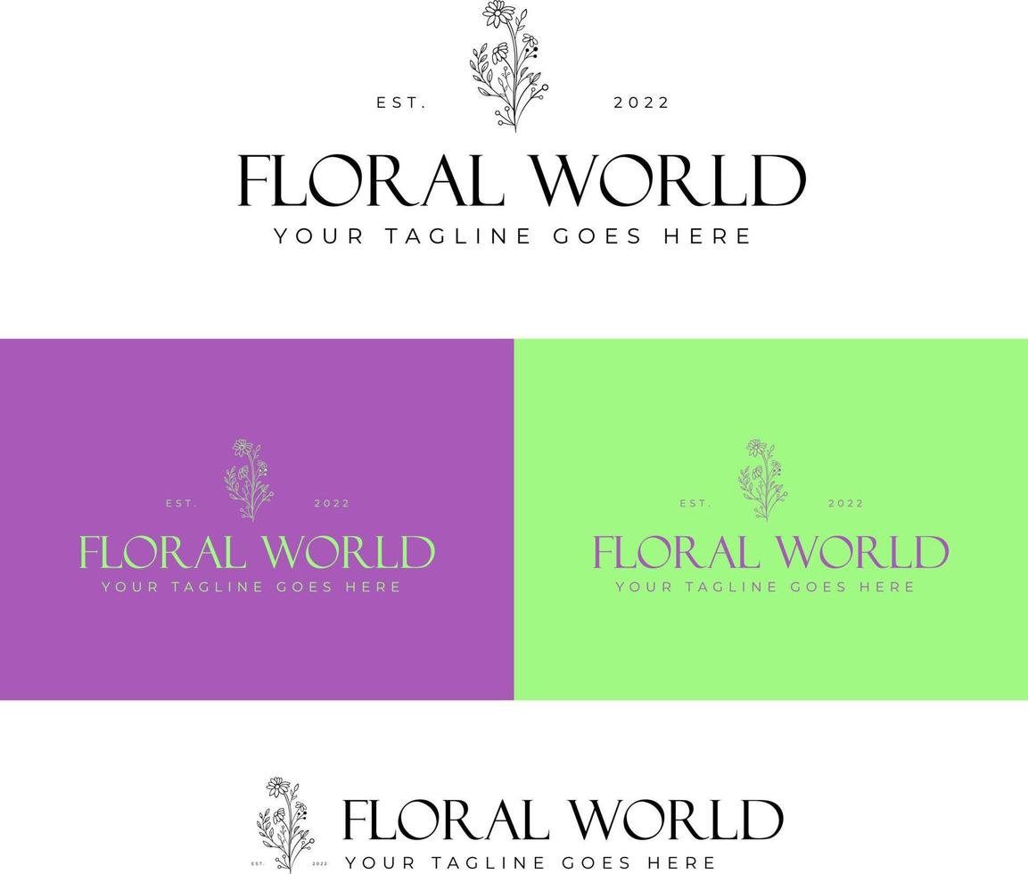 floreale, foglia, verde natura moderno logo design vettore