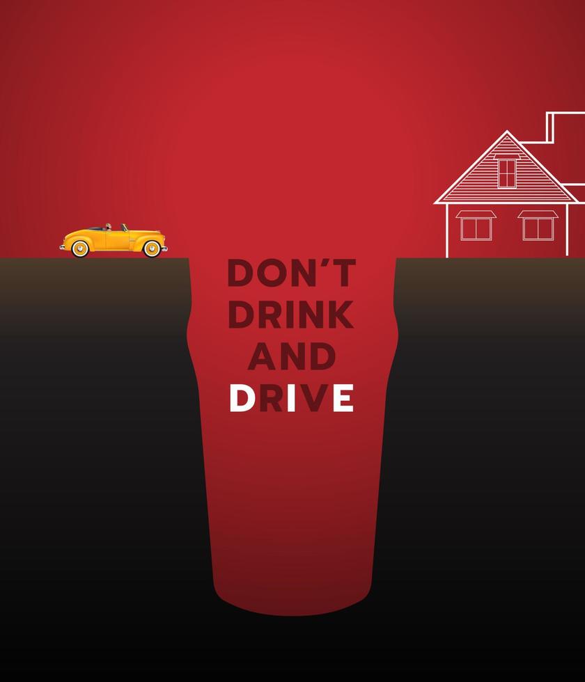 non fare bevanda e guidare concetto. ubriaco guida è non permesso. bevanda e guidare consapevolezza. auto guida casa. vettore
