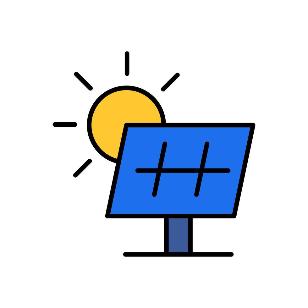 eco solare sole pannello ambientale icona schema riempire vettore