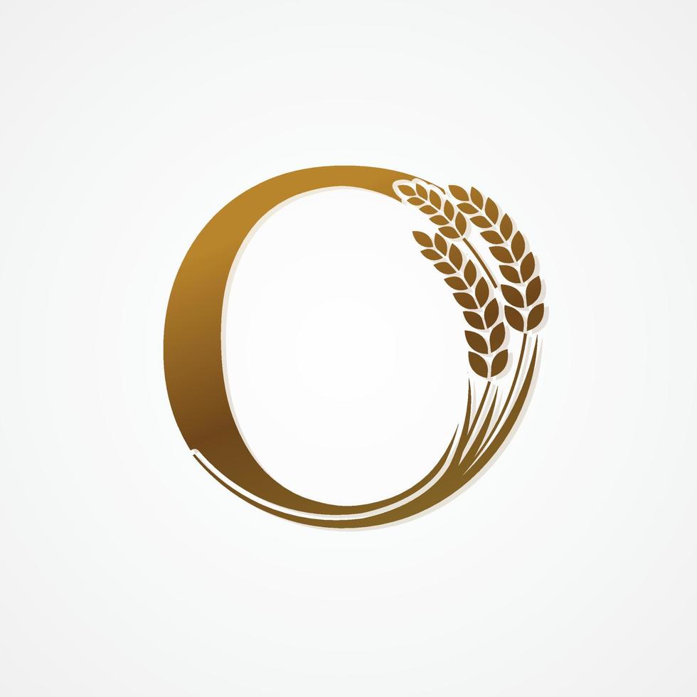 oro lettera con riso per logo design vettore