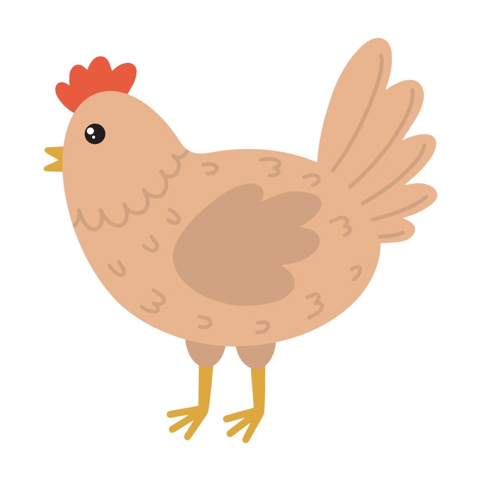 illustrazione di un' cartone animato carino pollo. Pasqua pollo simbolo. vettore illustrazione di un' cartone animato beige pollo.