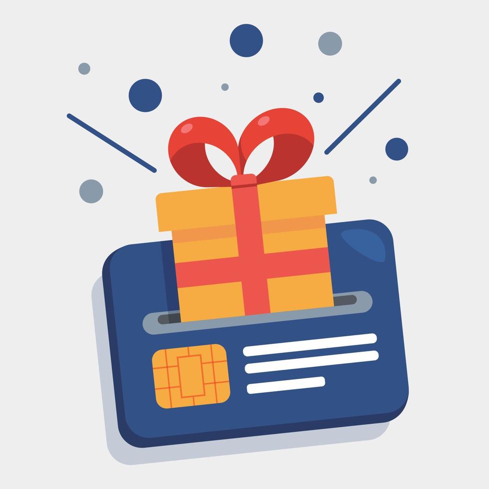 regalo carta piatto icon.shopping regalo card.guadagnare punti, riscattare presente scatola concetto vettore illustrazione.