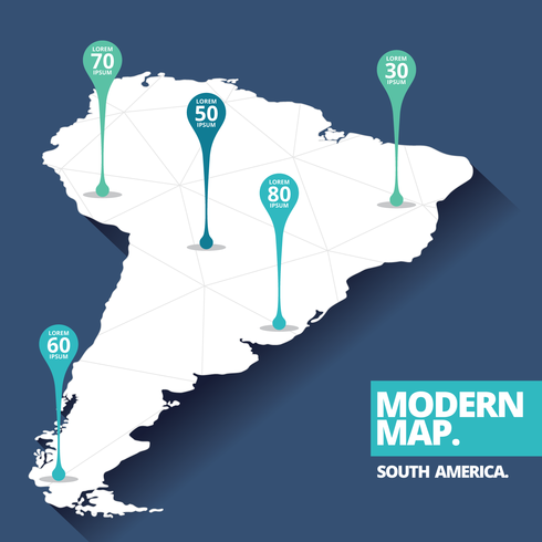 Mappa moderna del Sud America vettore